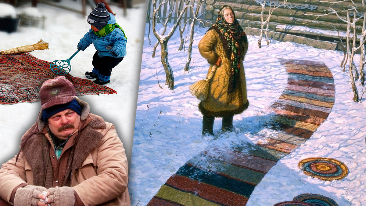 Справа картина «Зимнее солнышко» (художник Игорь Белковский, 1994 год)