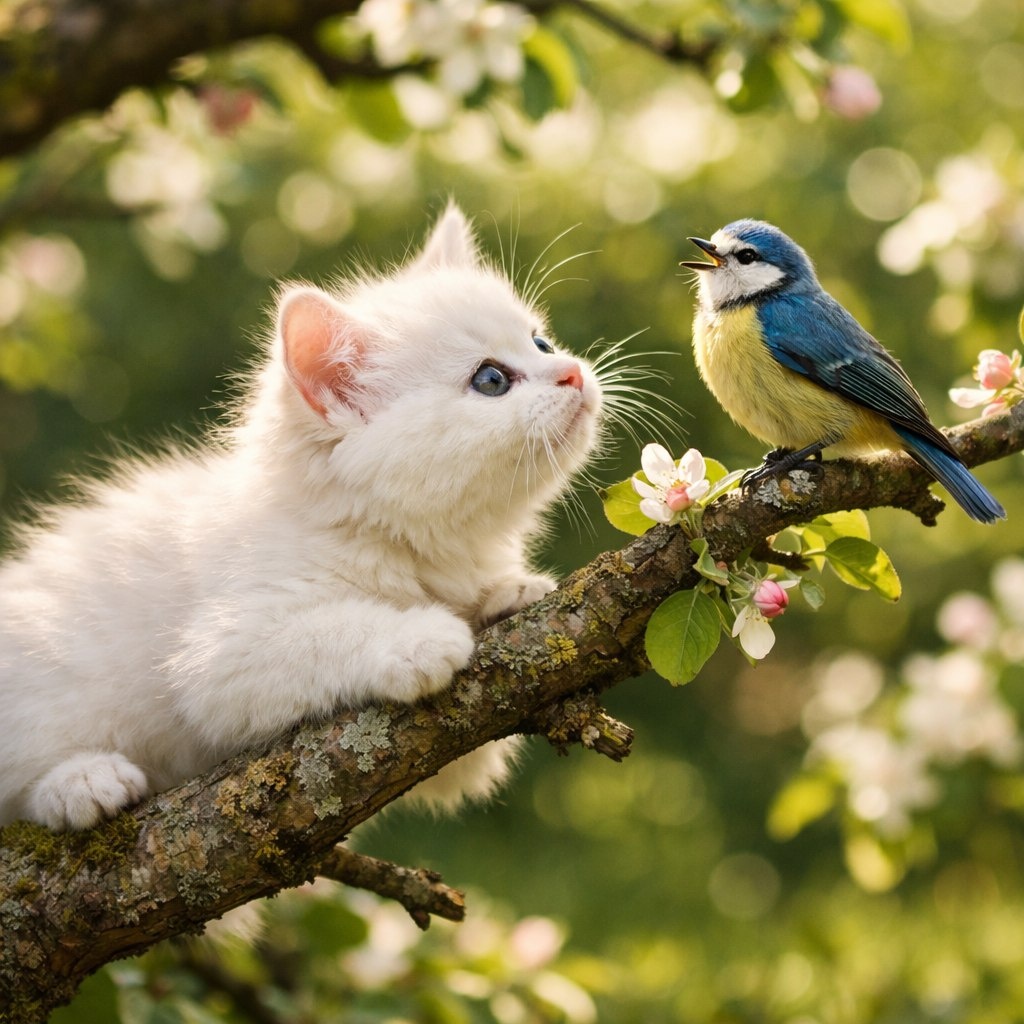 Сказка про любопытного котенка и маленькую птичку