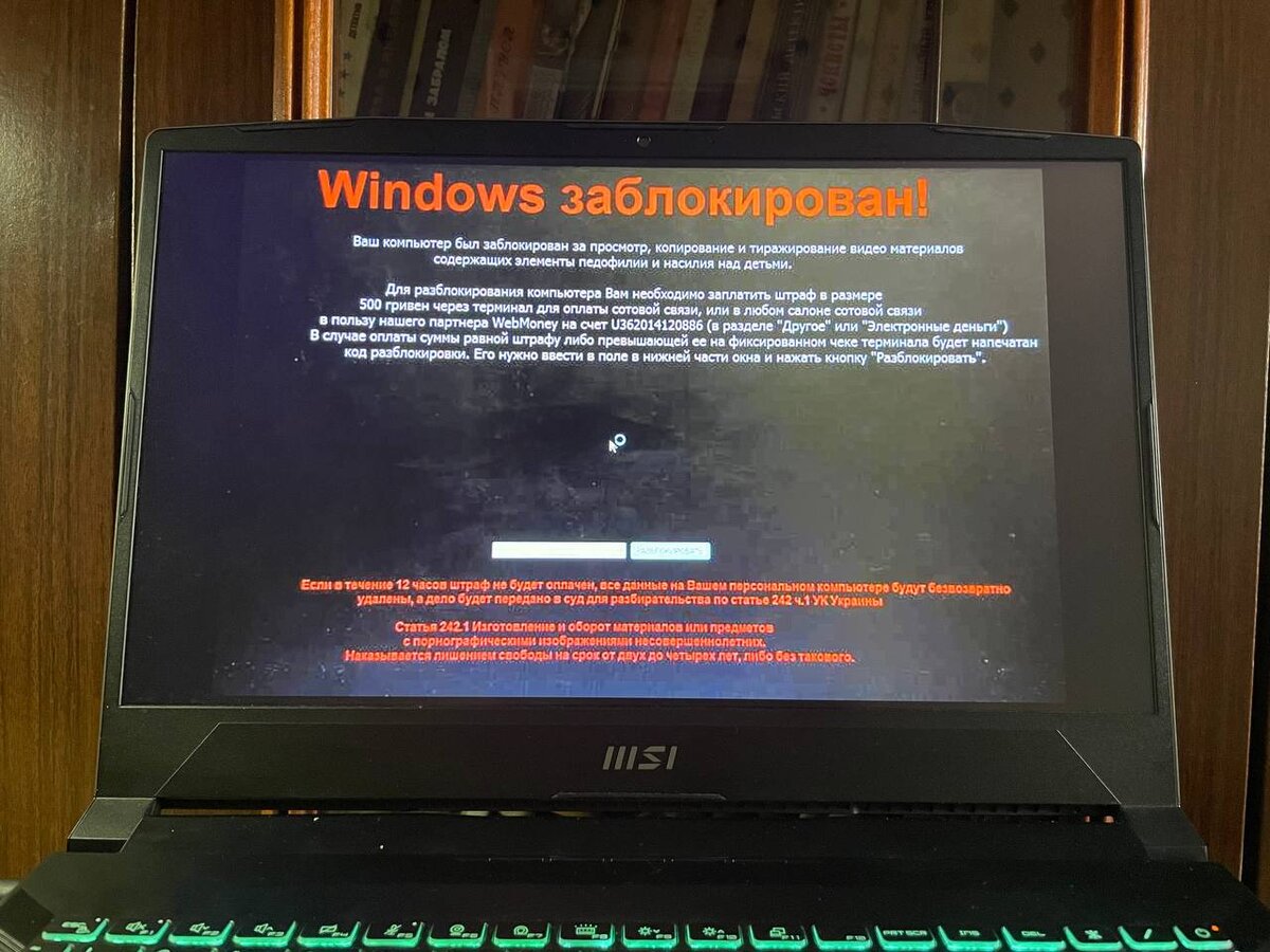 Так выглядит блокатор/вымогатор