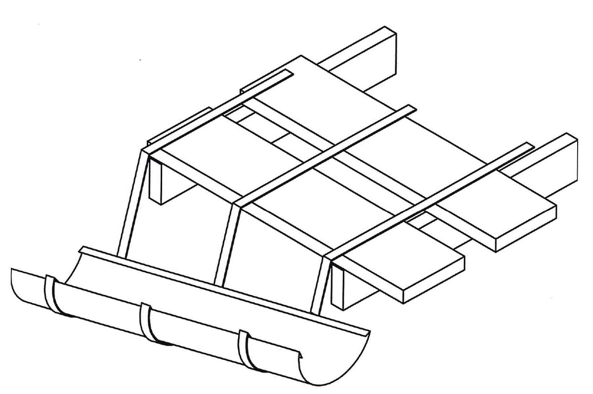 Схематичный монтаж держателей желоба