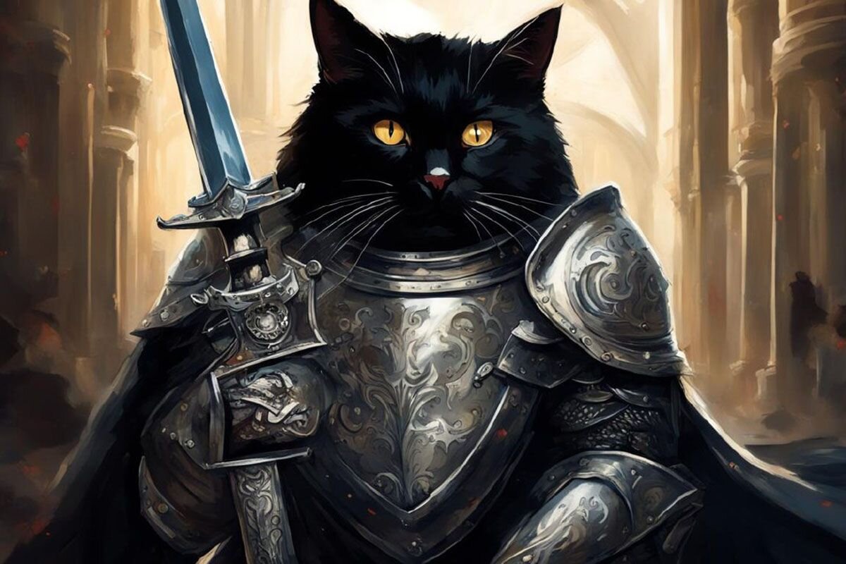 Милого рыцаря-пушистика создала нейросеть по запросу «средневековый черный кот с клинком в лапах»📷
