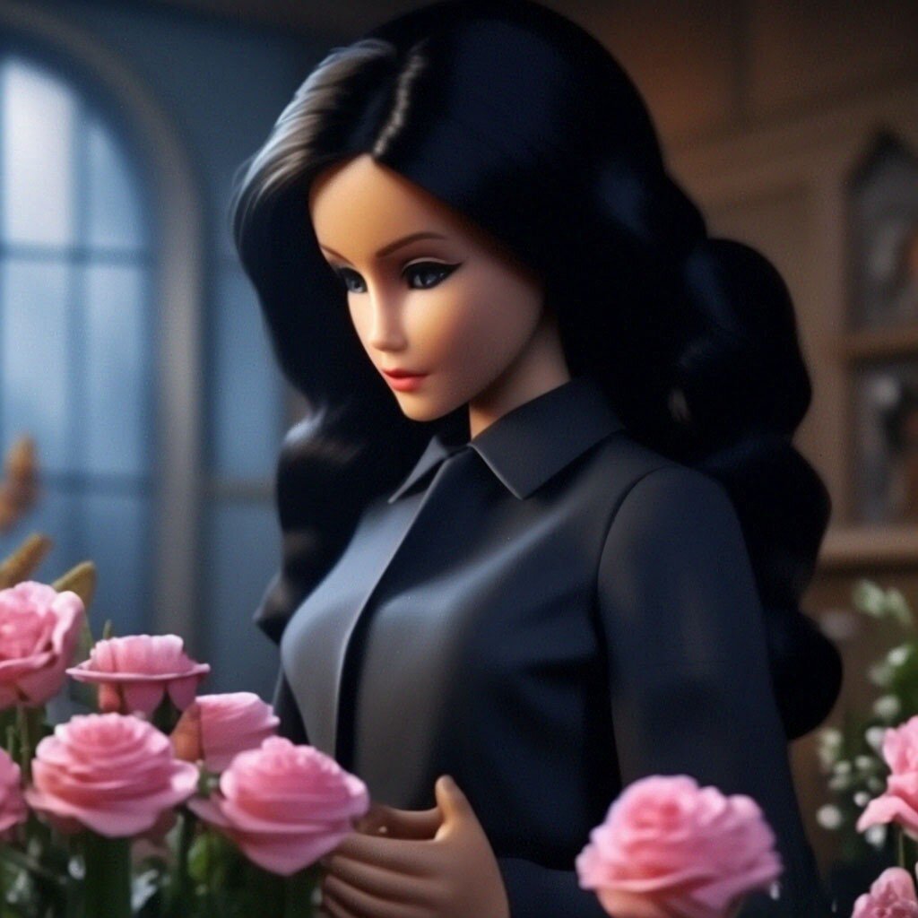 А это уже барби-флорист. Розы вышли неплохо, я бы не отказалась от таких кукольных. 