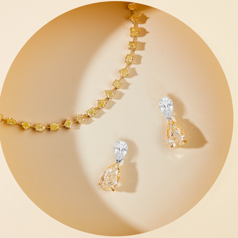 Серьги и браслет Mercury Classic из белого и желтого золота с бриллиантами