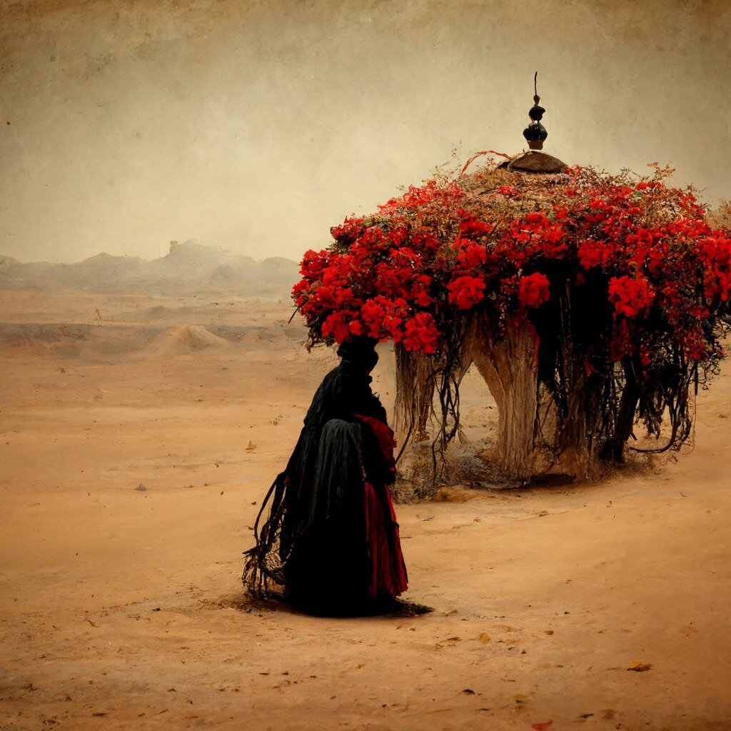 Черная фигура в пустыне