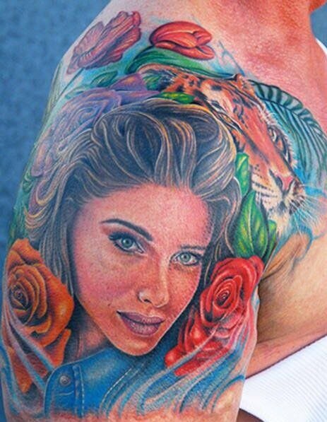 Тату Сильвестра Сталлоне, посвященная любимой жене