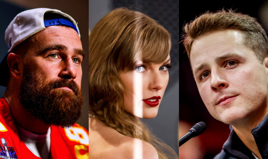 Трэвис Келси (слева), Тейлор Свифт (в центре) и Брок Парди (справа) сыграют выдающиеся роли на Суперкубке в эти выходные.