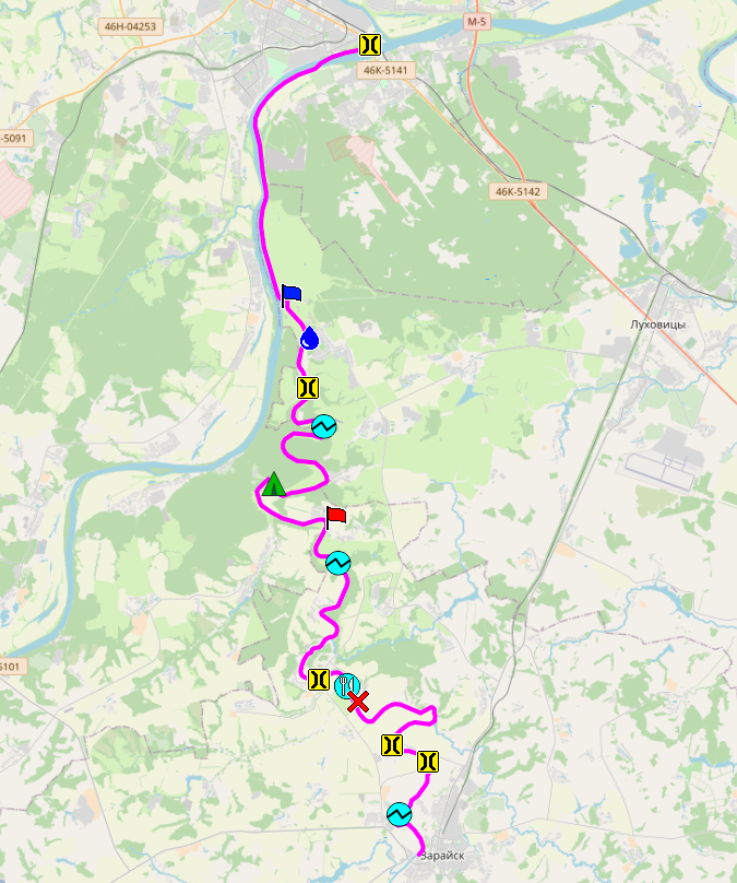 Сплав по рекам Осетр и Ока. Схема.