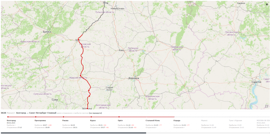 Маршрут брянск санкт петербург с остановками поезда