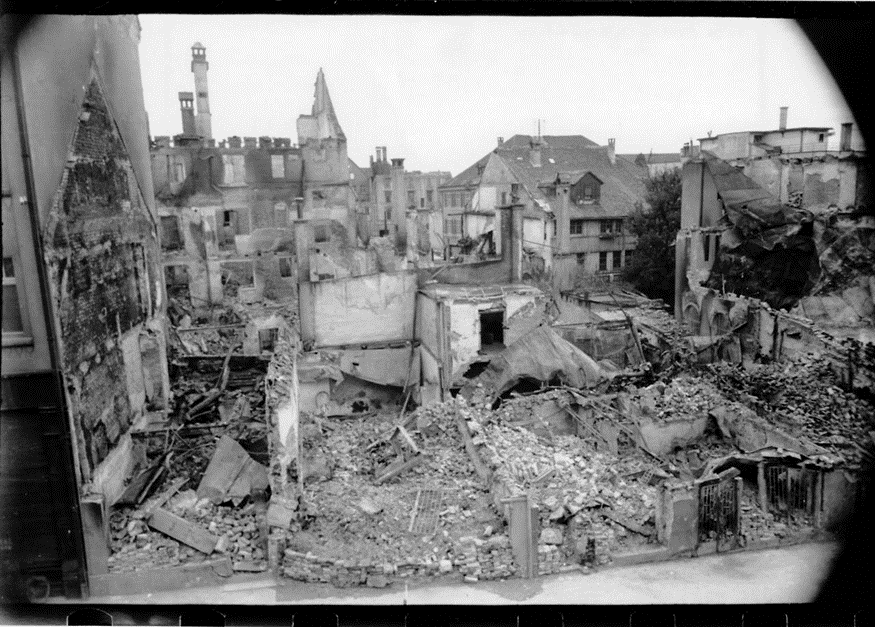 Брегенц после бомбардировки 1 мая 1945 г. Фото городского архива. Источник изображения: vorarlberg.orf.at 