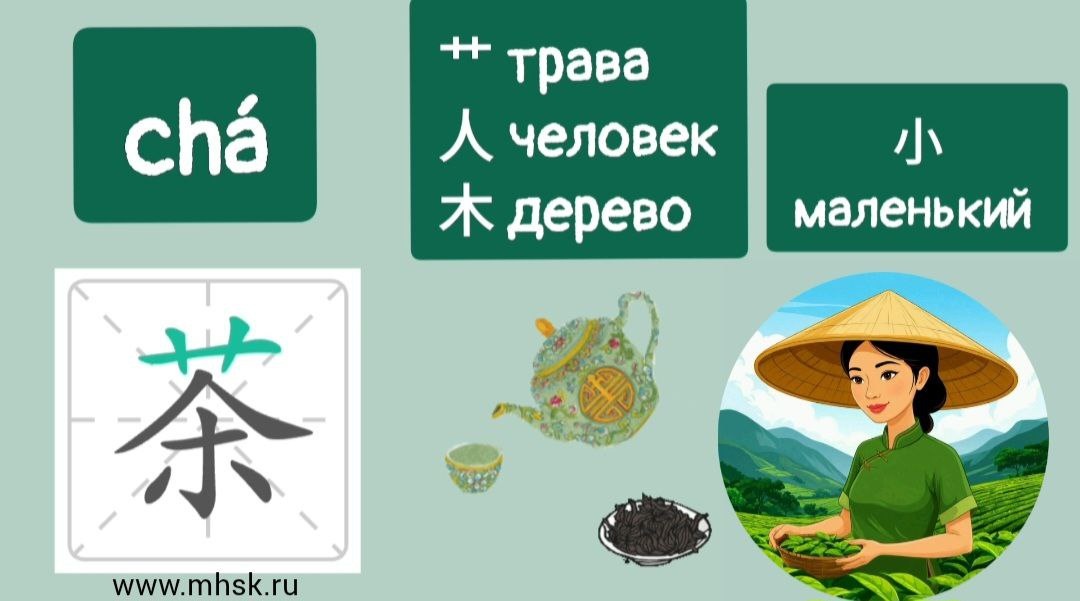 ИЕРОГЛИФ 茶 chá ЧАЙ