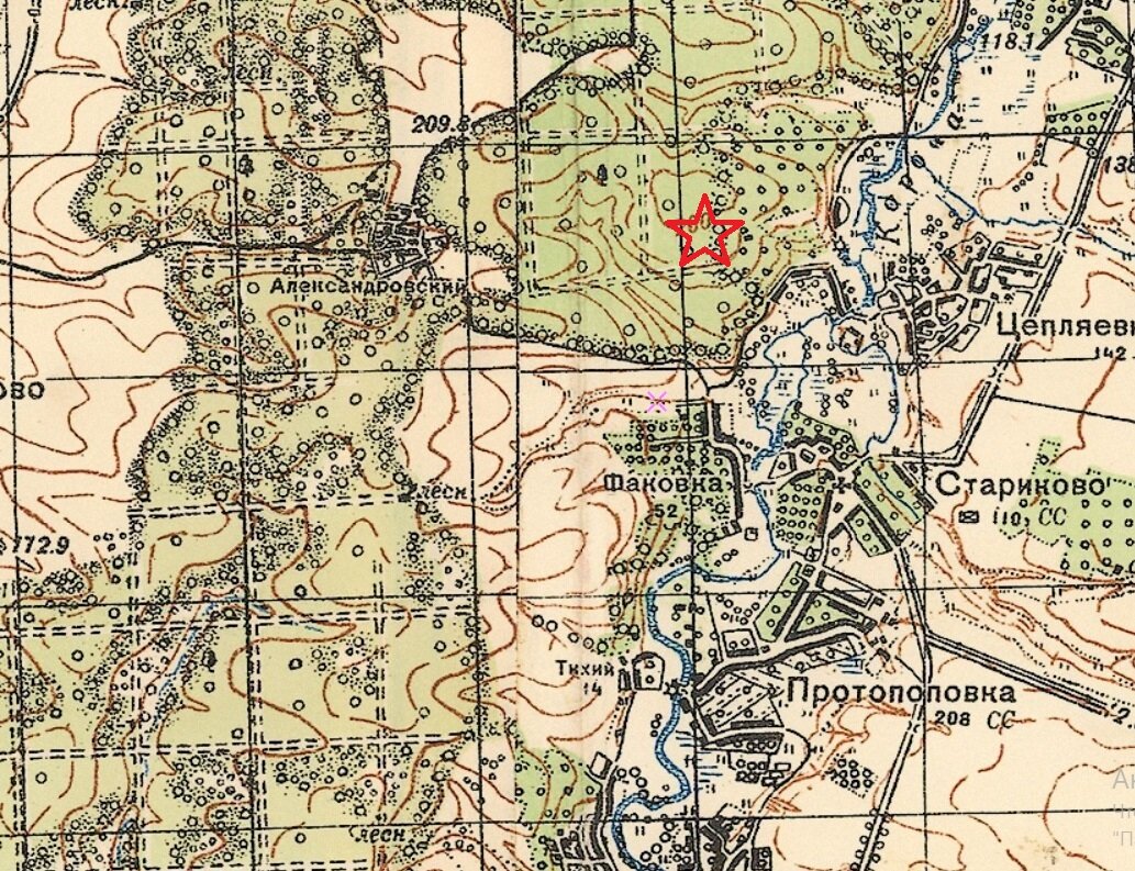 Место обнаружения Ил-2 отмечено звездочкой
