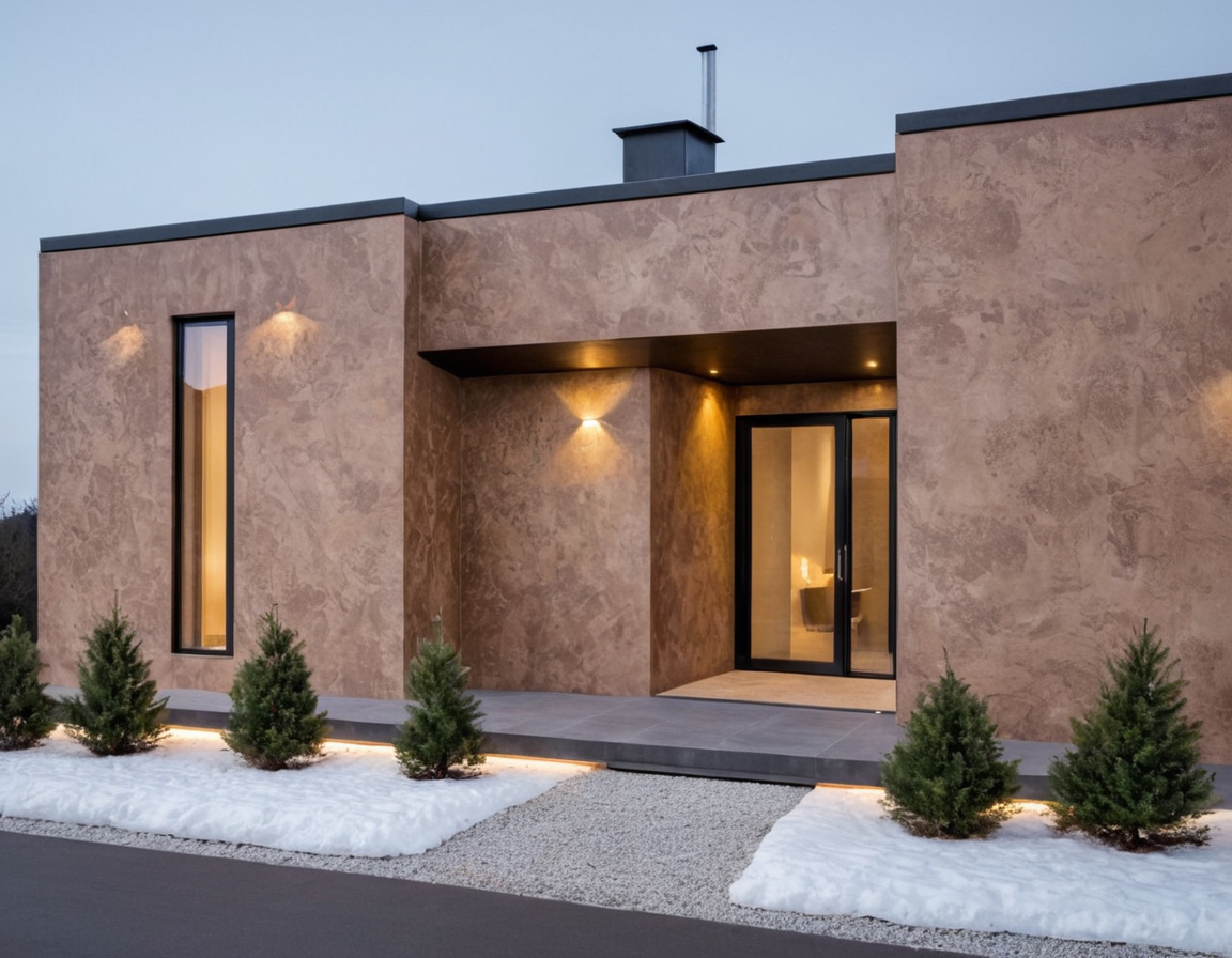 Микроцемент на фасаде по венецианскую штукатурку