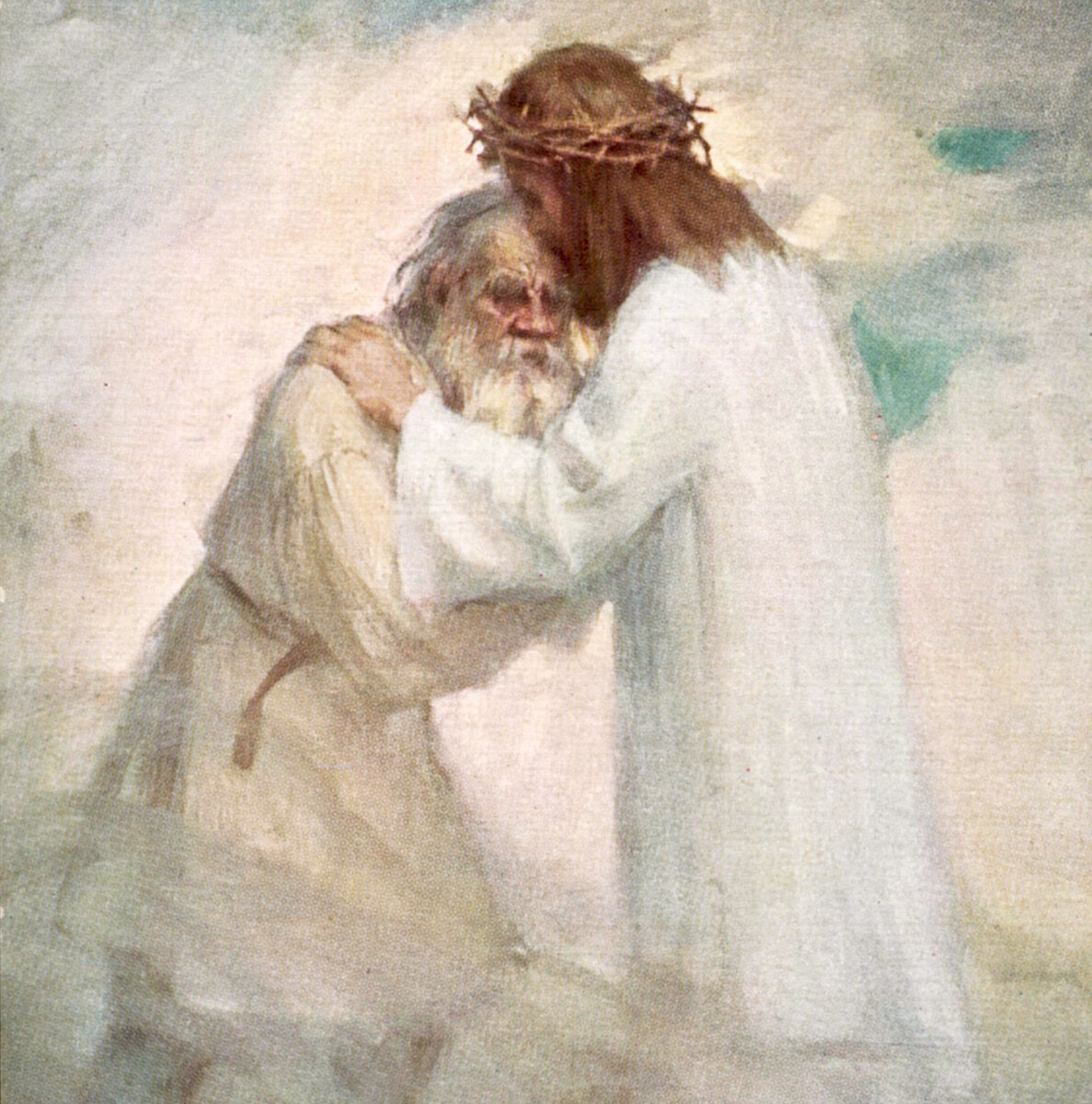 Ян Стыка «Лев Толстой, обнимающий Христа» (фрагмент)