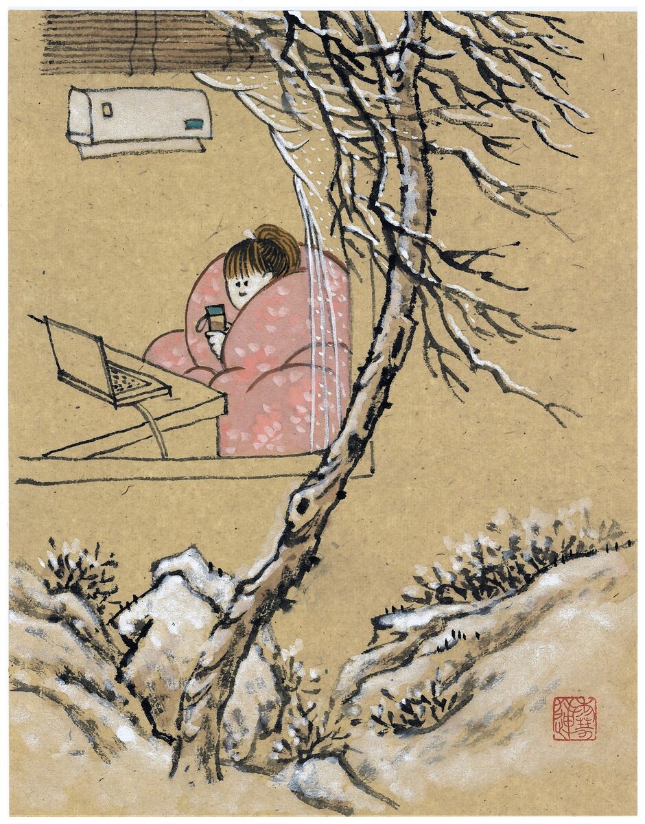 Автор Наумова Ю.В. (雪莲), рис.бумага, тушь, минеральные краски