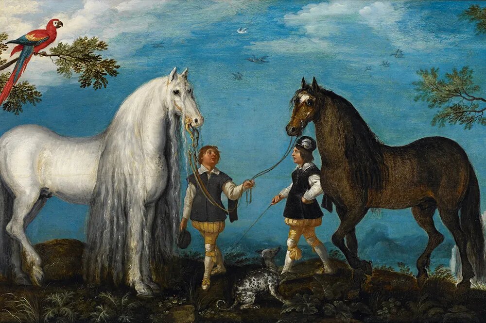 Roelant Savery. Two Horses and Grooms, 1628. City Collection, Abby Kortrijk