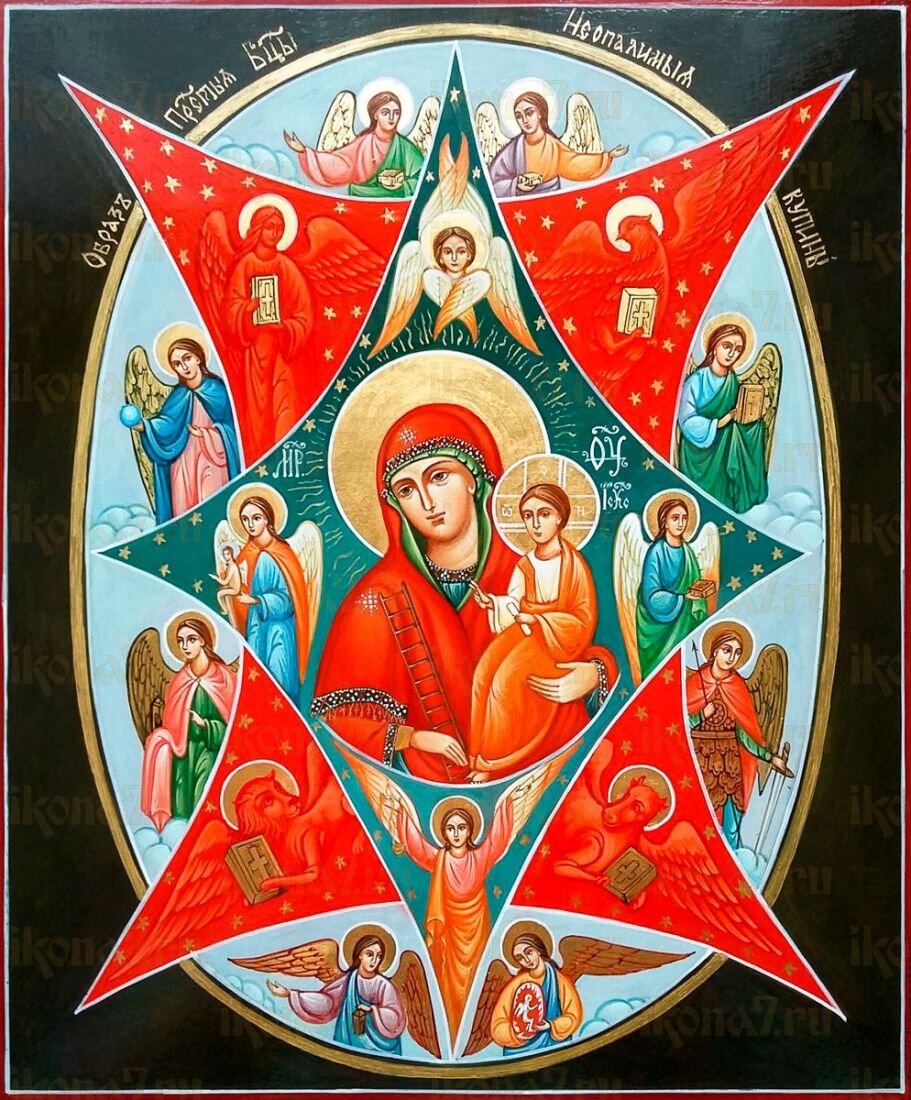Икона Богородицы "Неопалимая Купина". Современная икона.