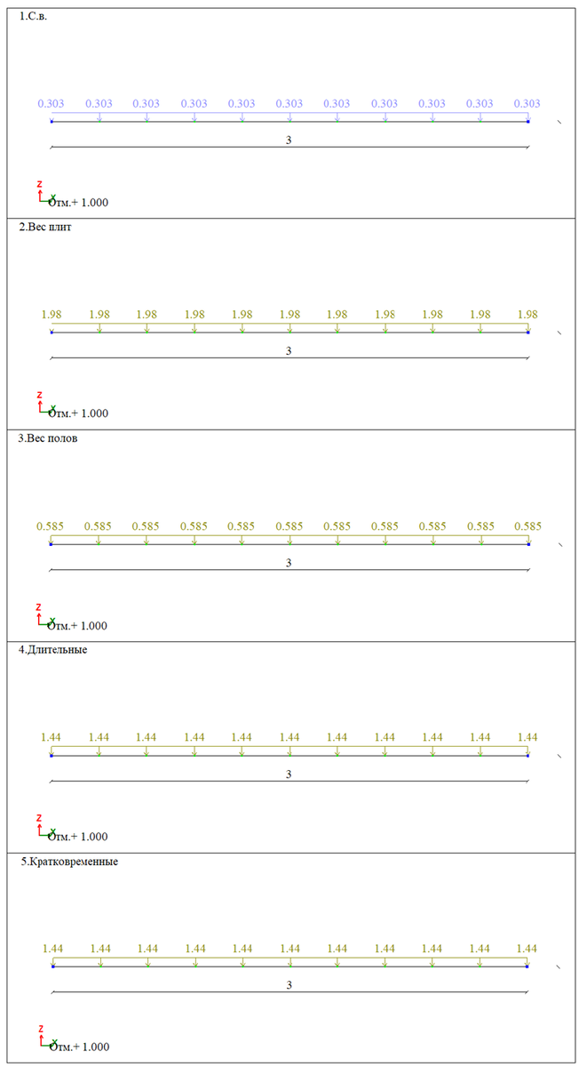 Общий вид модели с приложенными нагрузками