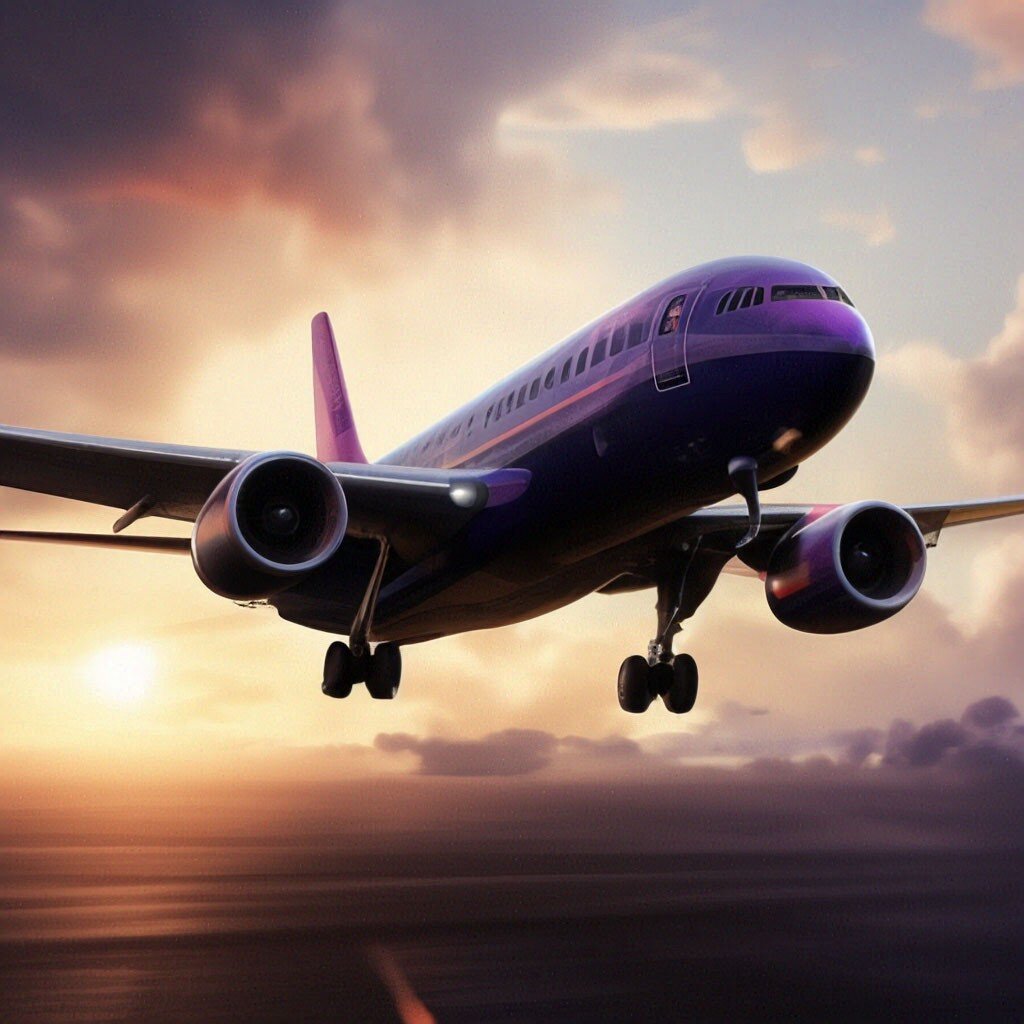 Самолет. Иллюстрация сгенерирована нейросетью