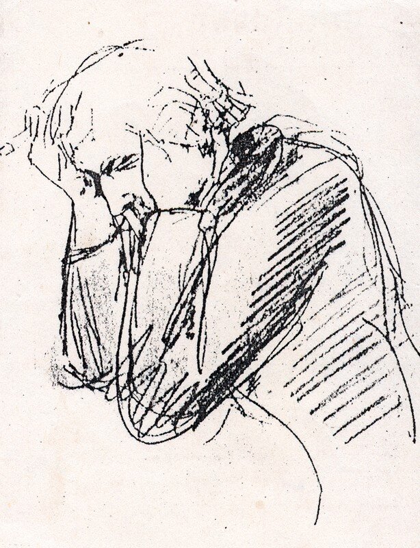 Рисунок Ариадны Эфрон. Марина Цветаева за работой