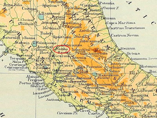 Нарния в латинском Малом атласе Древнего мира Мюррея. Лондон, 1904 год.