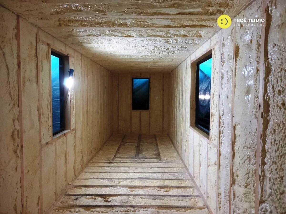 Утепление ППУ бани из контейнера и жилого дома в п. Ковернино Нижегородская области