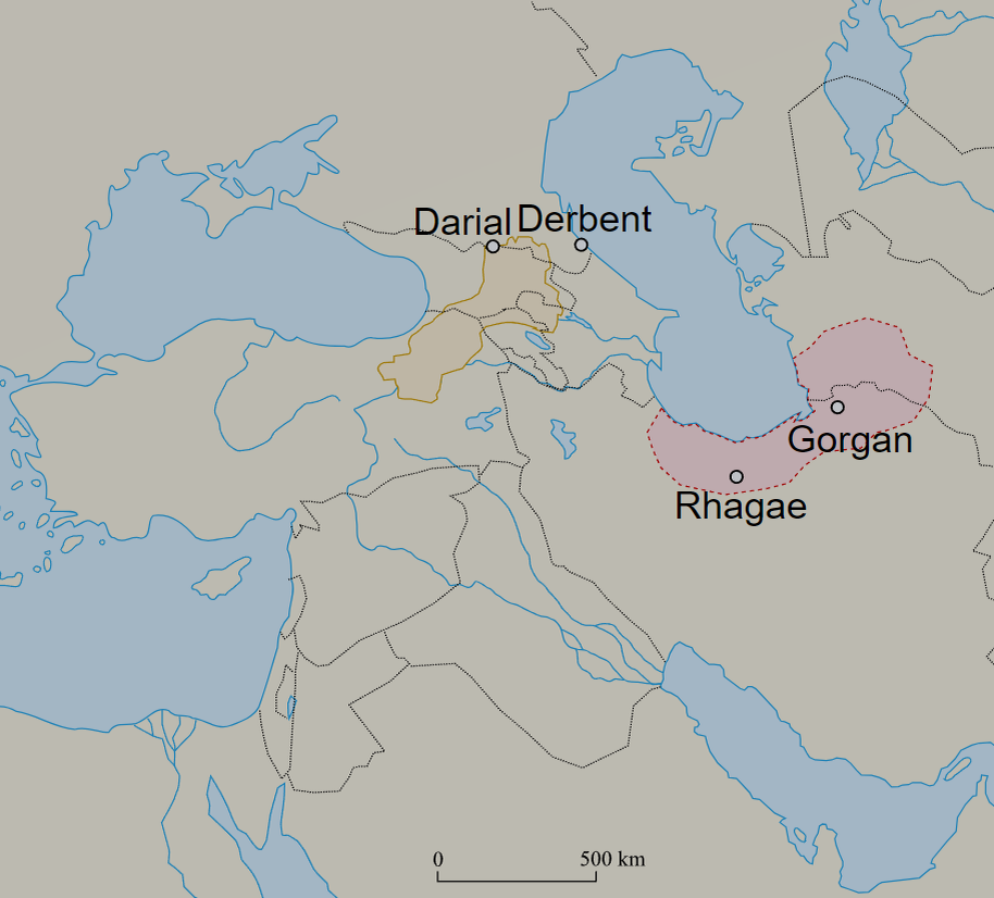 Горган и Гиркания (обозначено розовым)
