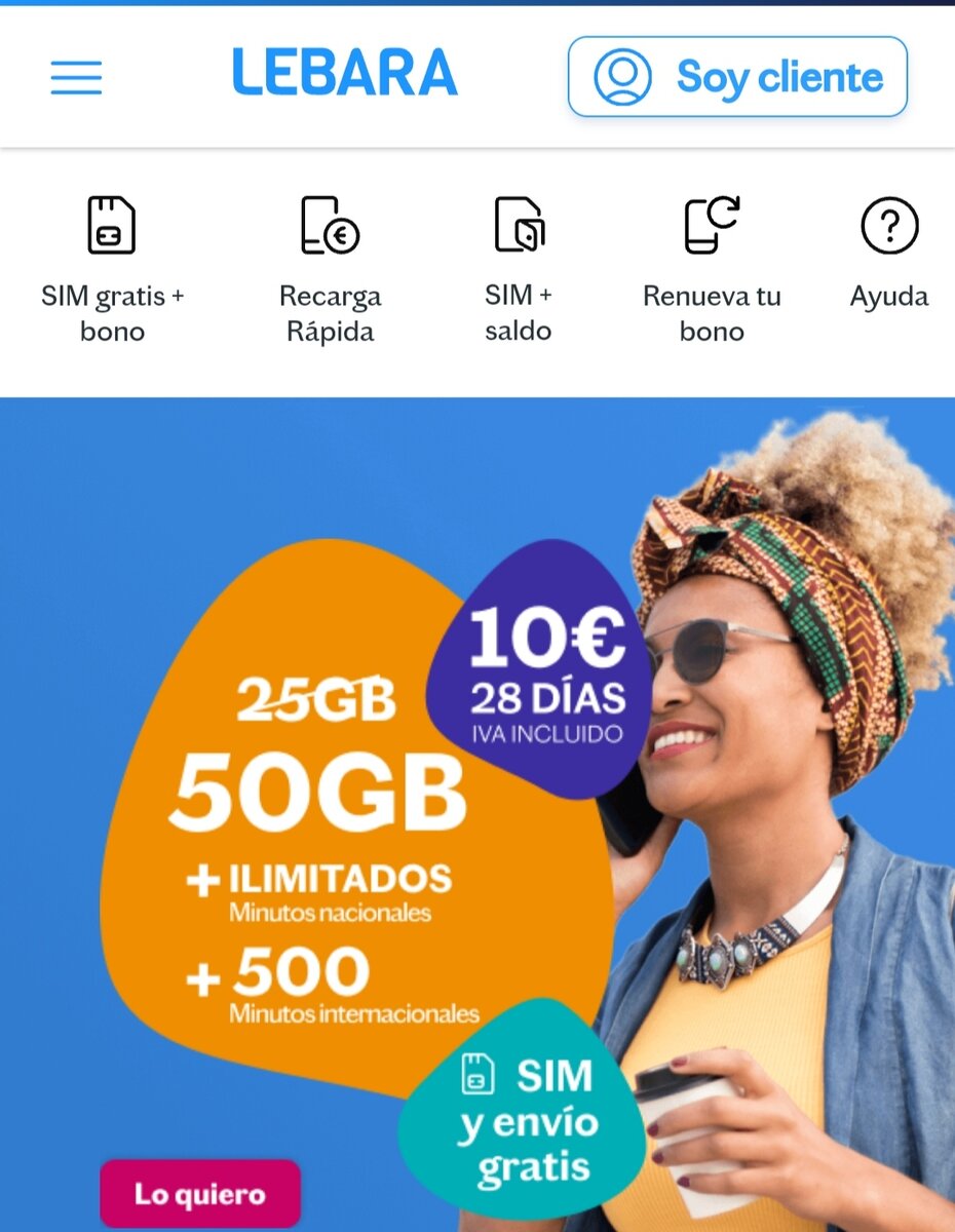 Скриншот домашней страницы сайта оператора