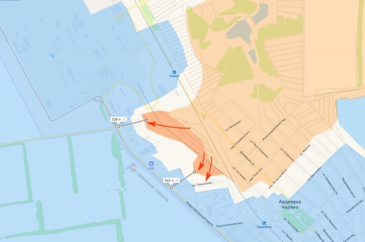    ВС РФ ведут бои в 300 метрах от дороги, снабжающей гарнизон ВСУ в Авдеевке
