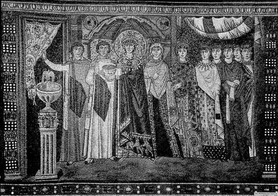 Императрица Феодора и члены ее двора, начало 20 века (оригинал датирован 6 веком), Метрополитен-музей, Нью-Йорк.