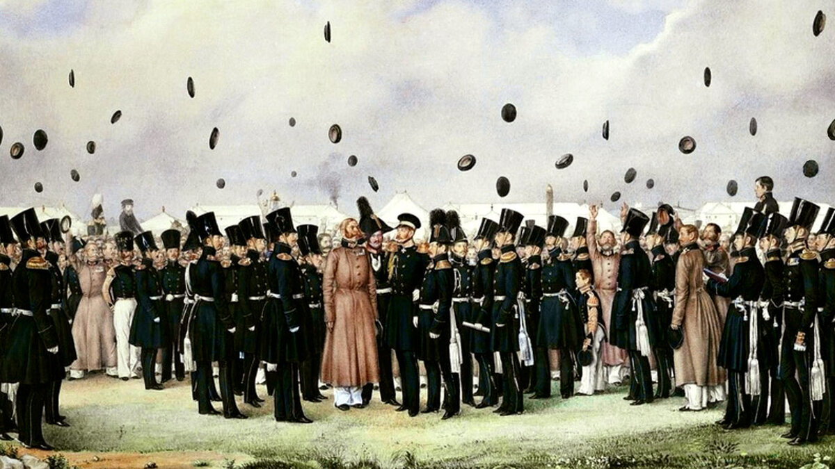 "Встреча в лагере лейб-гвардии Финляндского полка великого князя Михаила Павловича 8 июля" 1837 г.