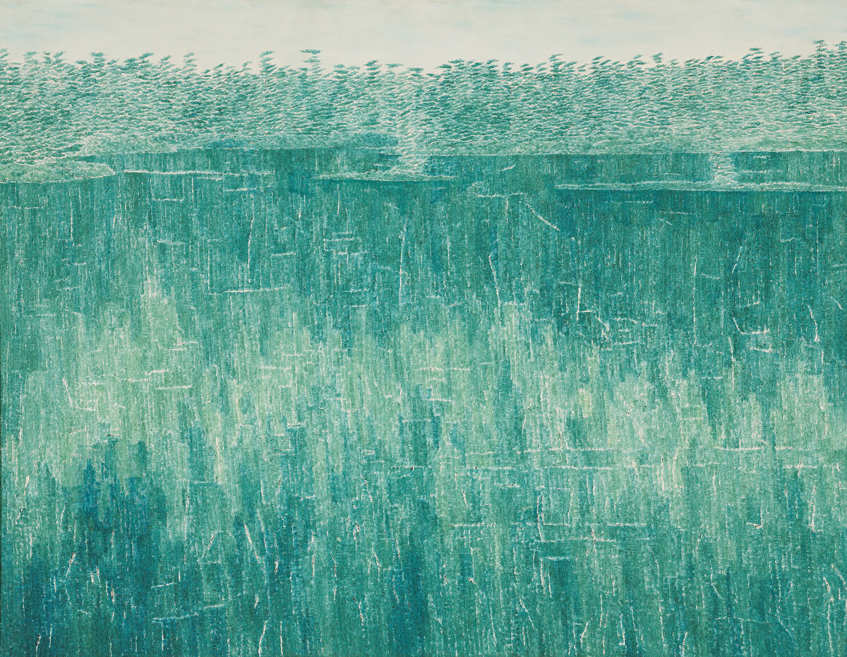 Кадзуо Накамура, "Август, утренние отражения", 1961 Холст, масло, 93,7 х 121,5 см
Национальная галерея Канады, Оттава.