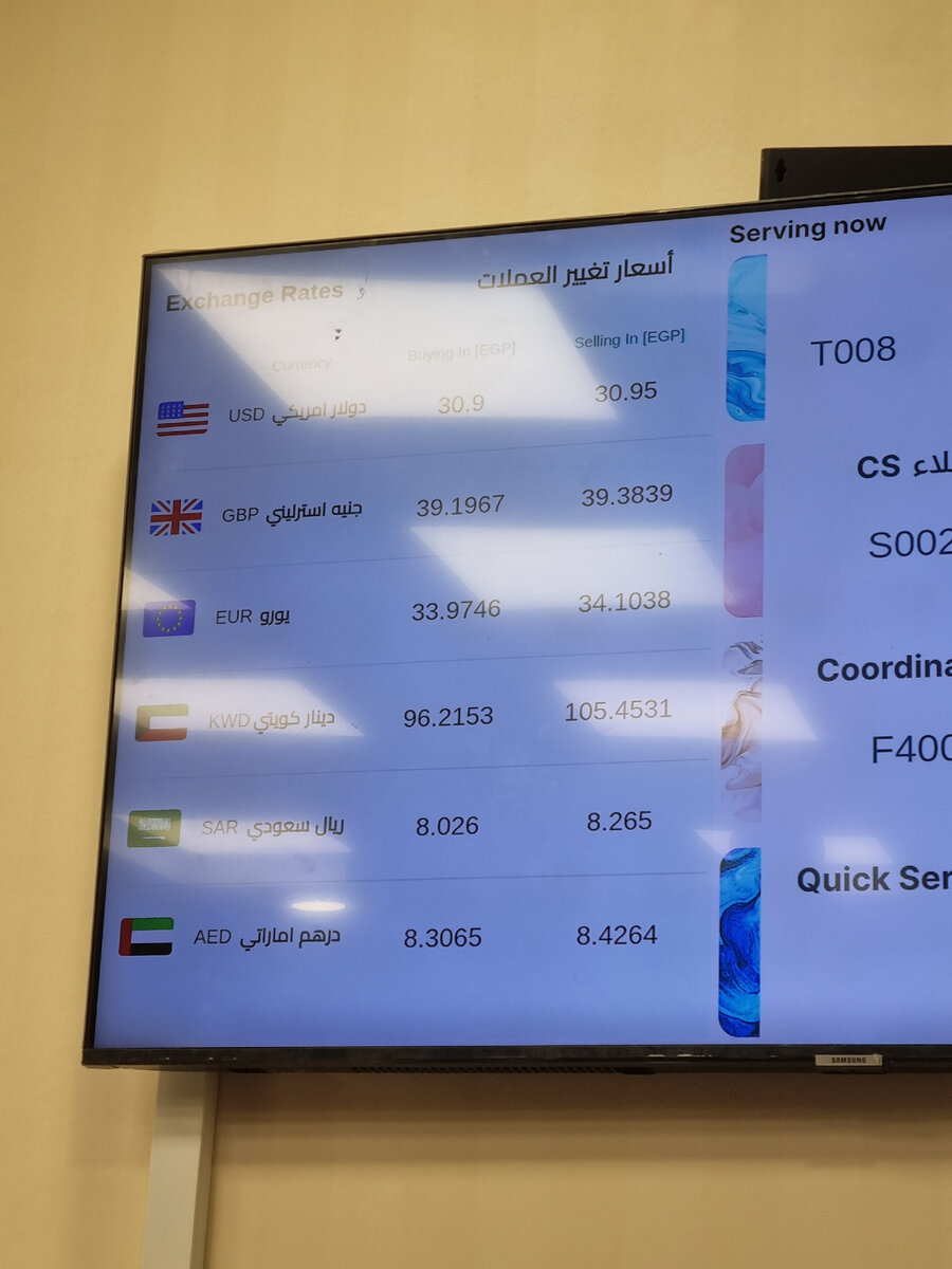 Курс обмена валюты в одном из крупнейших банков Египта в декабре 23 года 