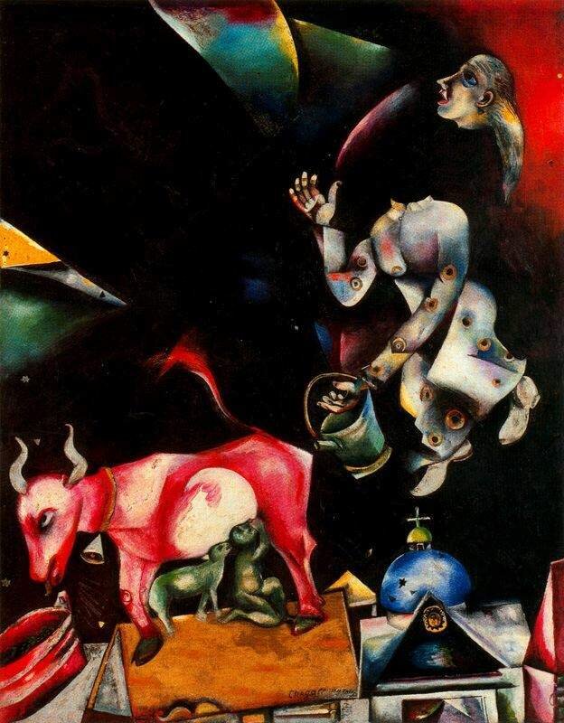 Марк Шагал. «России, ослам и другим». 1912 г. Центр Жоржа Помпиду. Париж. Франция. 