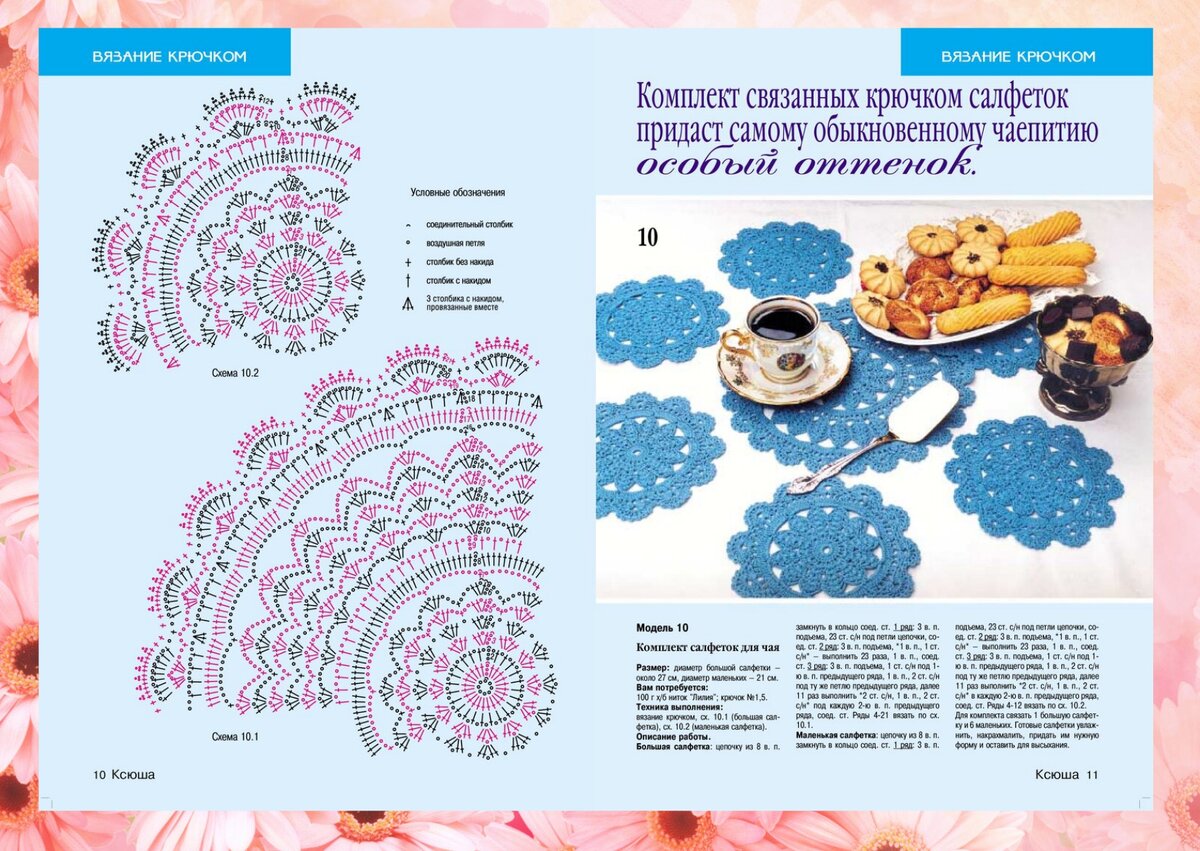 Вязаные сервировочные салфетки крючком схемы
