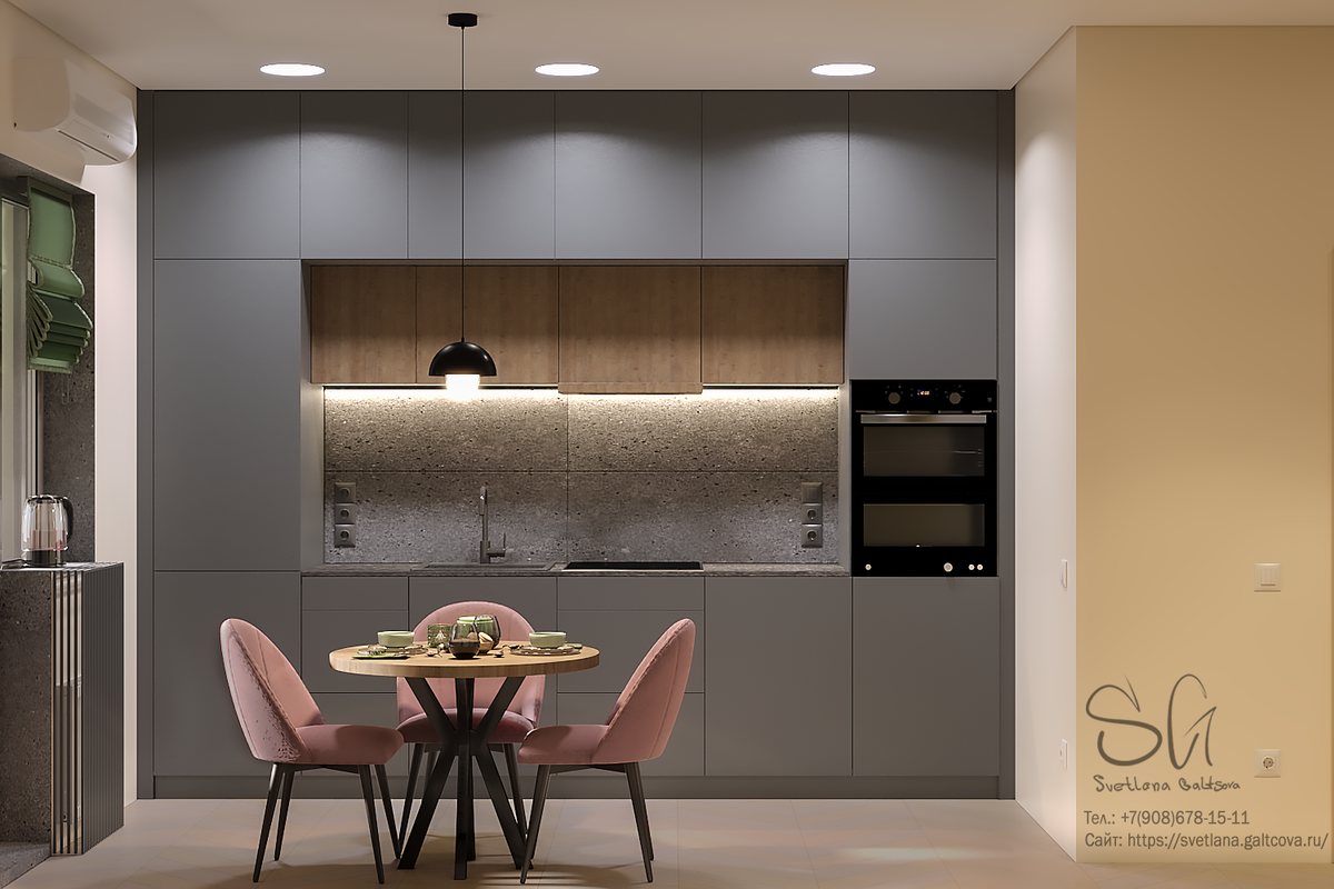 Дизайн-проект однокомнатной квартиры ЖК Славянка, г.Краснодар, от Like Design. Дизайнер Светлана Гальцова