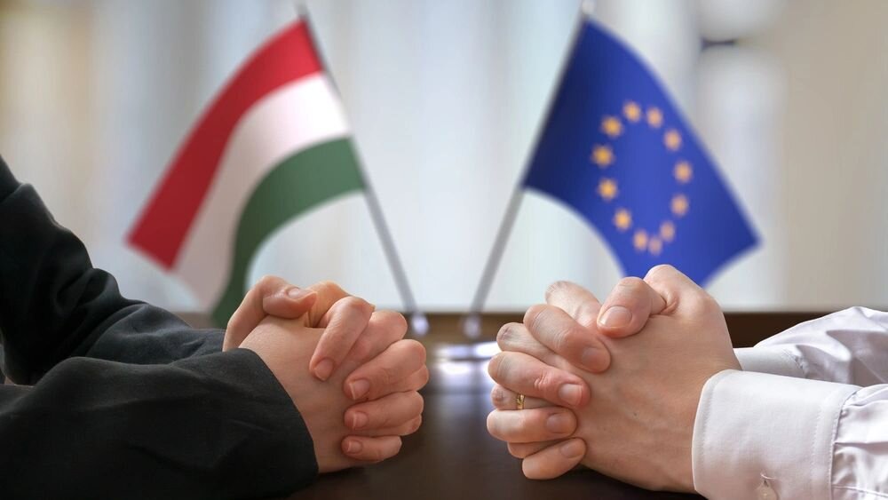 Флаг Венгрии и ЕС. Eu Hungary. Европейские переговоры
