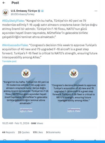 @USA Embassy in Turkey X accoun