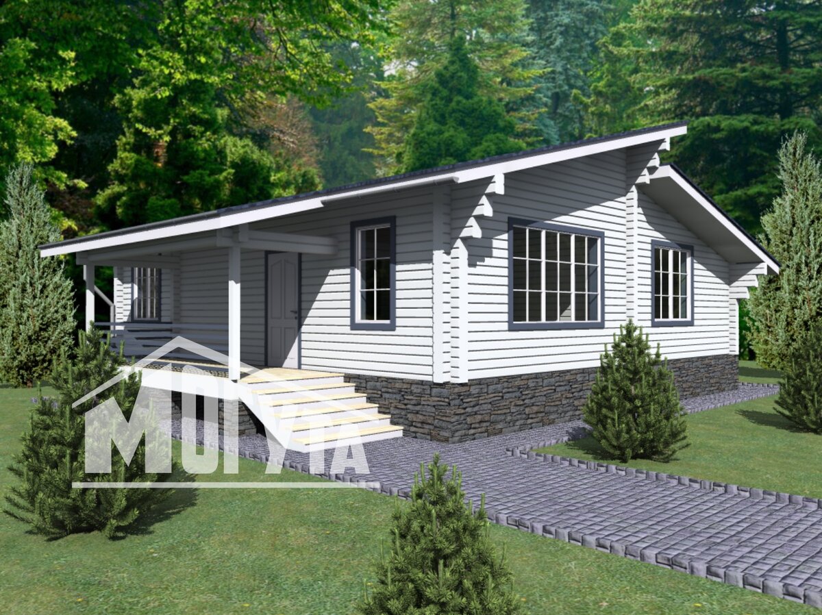 Проект одноэтажного дома из клееного бруса 