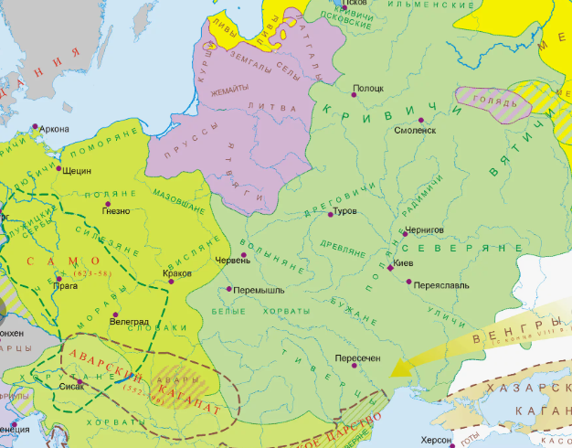 Расселение славян в Европе. Источник: Яндекс-картинки.