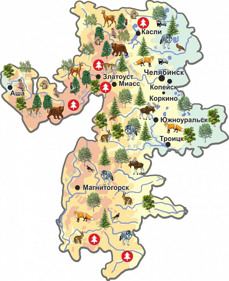 Карта деревень челябинская область. Карта растительности Челябинска.
