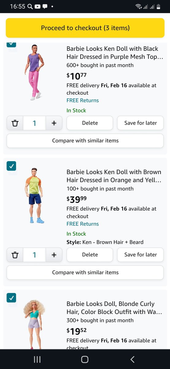 Скрин корзины Amazon