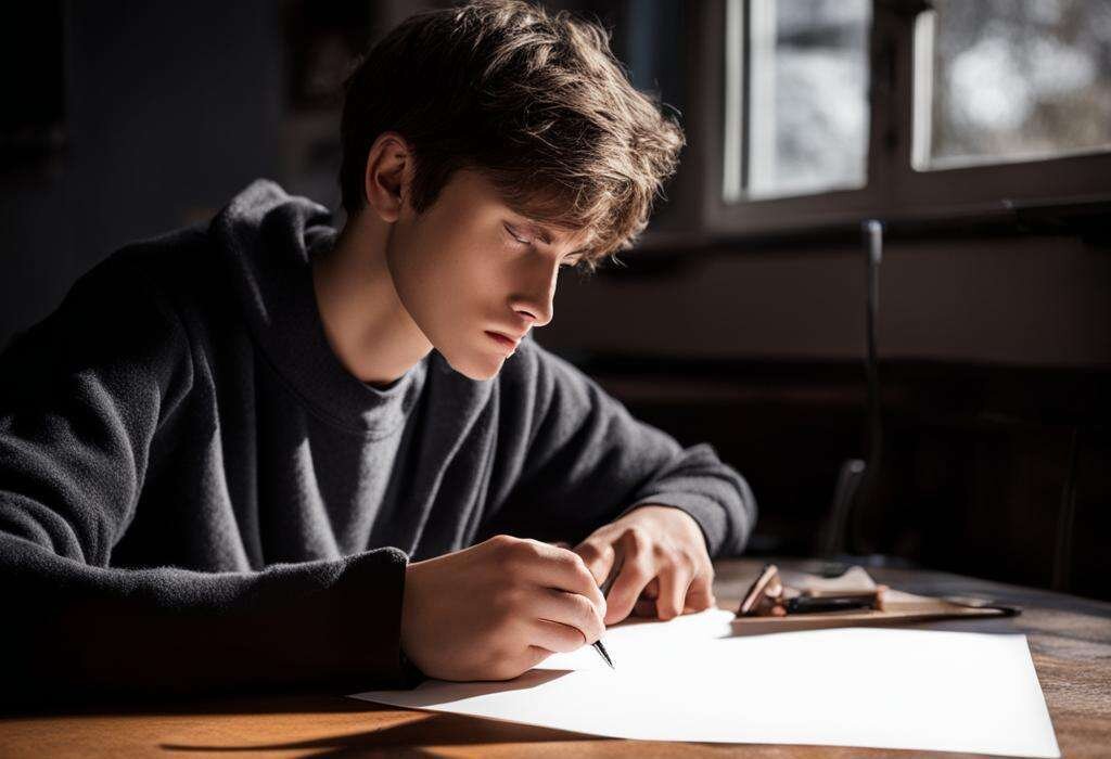 Школьник за сочинением. Творенье МегаЧата