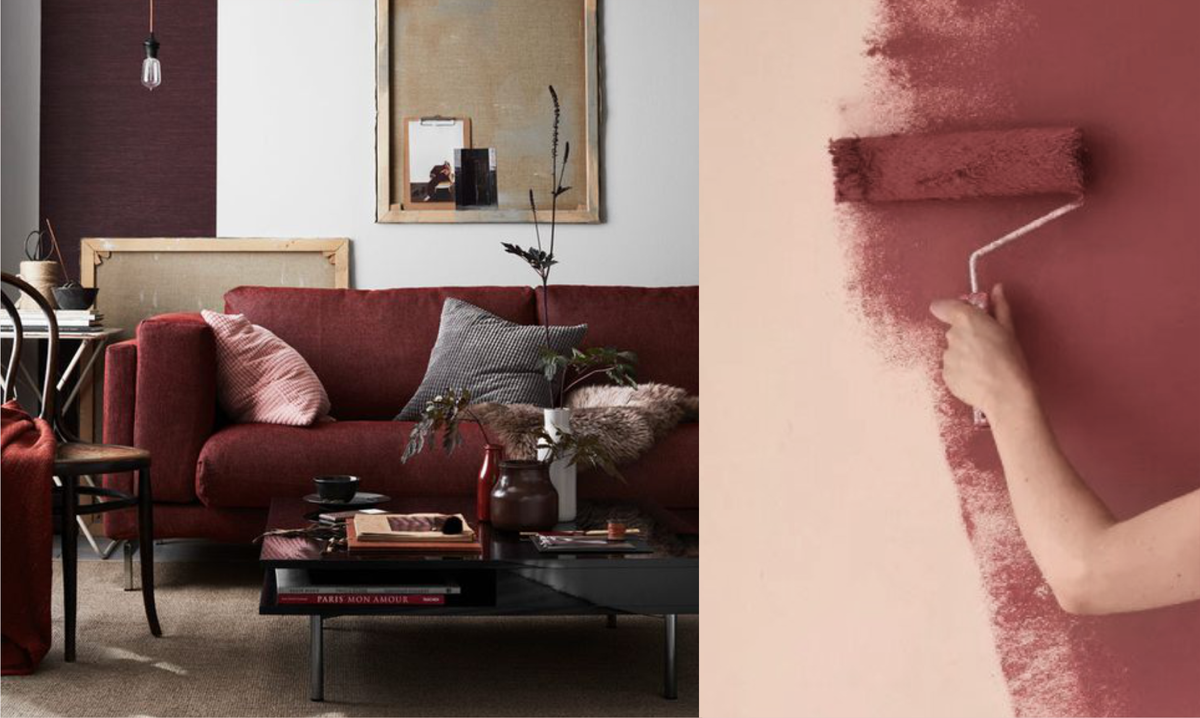 Пробуем темные цвета в интерьере. Акцент на стенах в цвете Марсала.