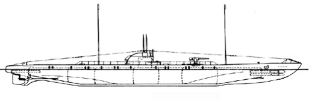 Схема внешнего вида подводной лодки данного типа