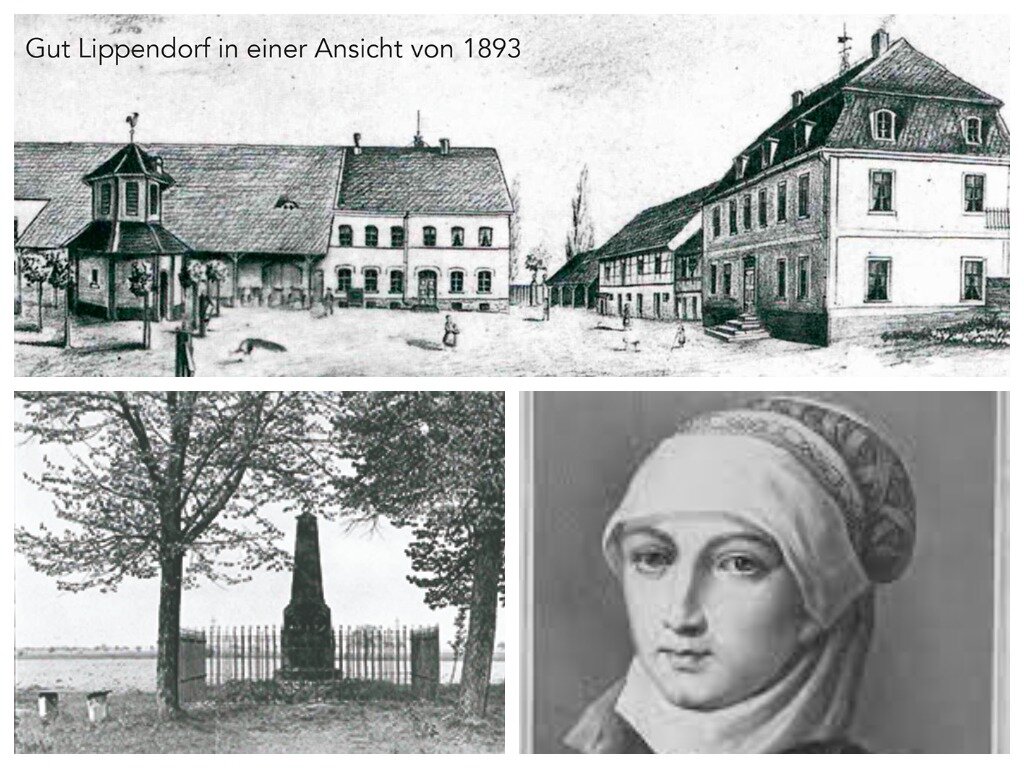 Липпендорф в конце XIX века. Памятник Лютеру в Липпендорфе. Изображение Катарины.