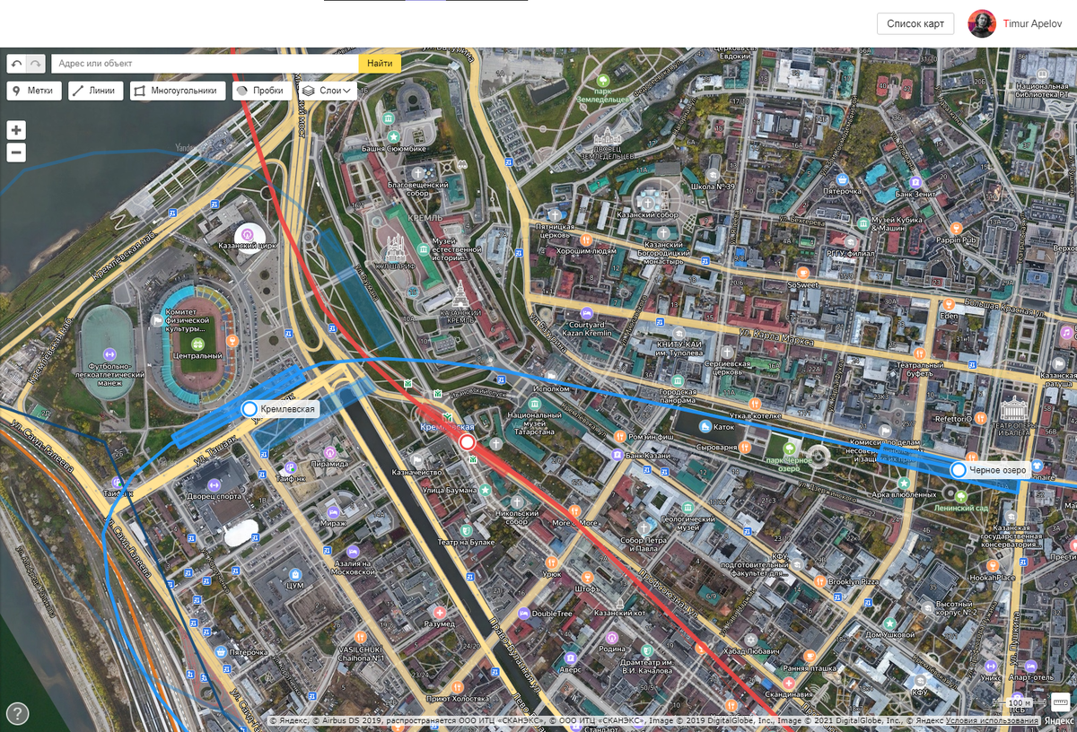 Три варианта строительства станции метро Кремлевская второй линии