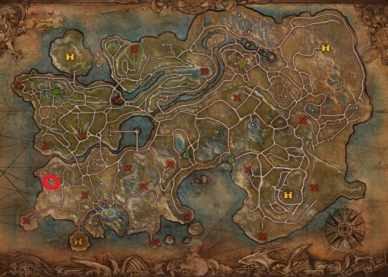 Вход отмечен красным маркером (Карта Колфорта)