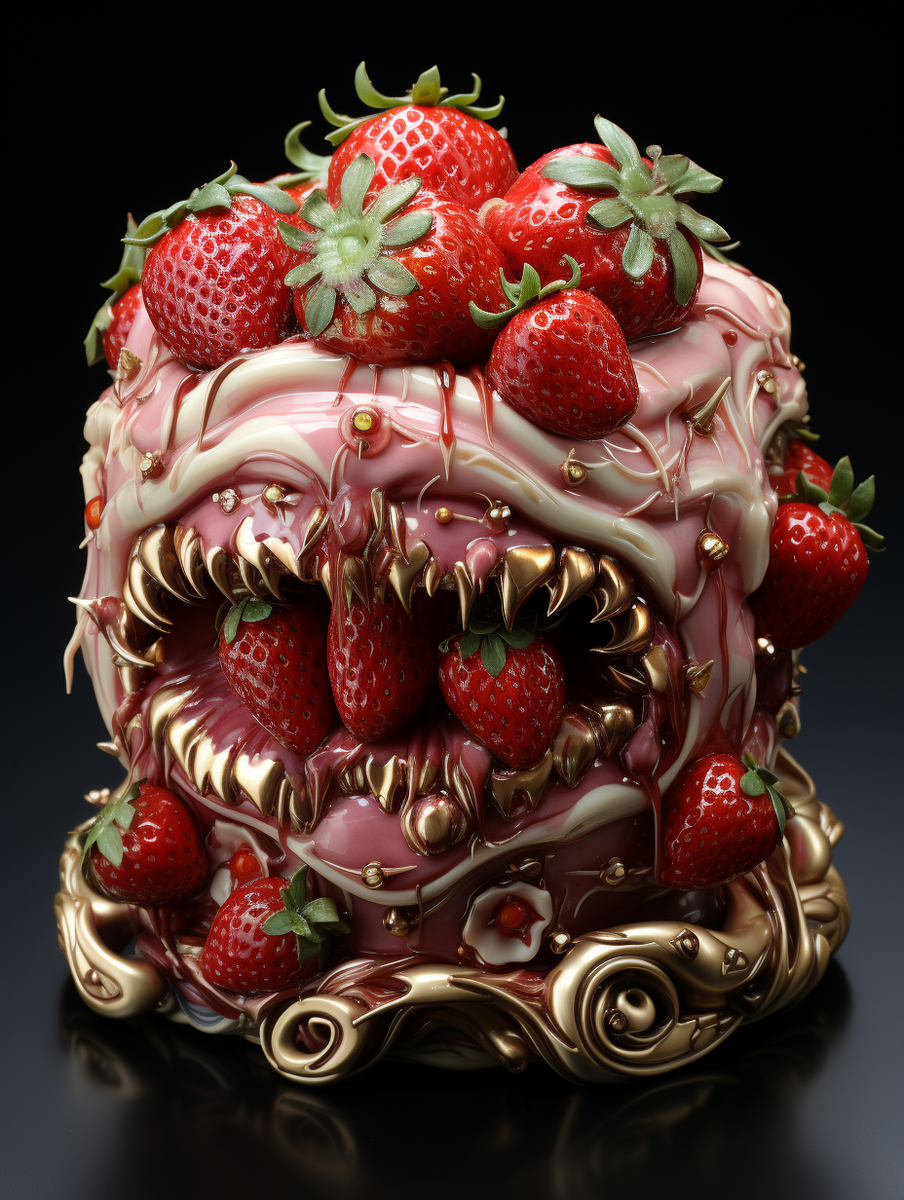 2.Торт "Клубника-монстр" 
Клубника – это вкусная и сладкая ягода. Но если из нее сделать монстра, то она может стать настоящим кошмаром.