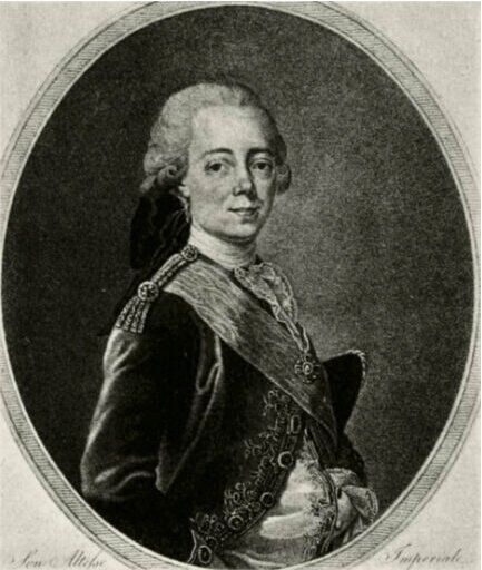 Павел Петрович Цесаревич и Великий Князь Всероссийский. Портрет 1777 года. Гравер Г.И. Скородумов. Художник А. Рослен.