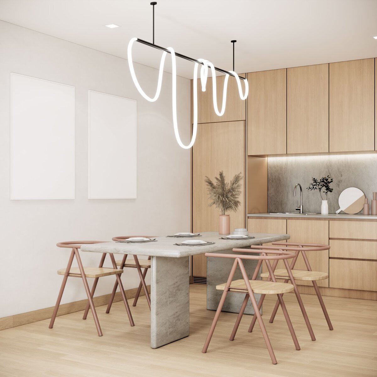 Светлая и уютная кухня в кремовых тонах. Источник: Shutterstock